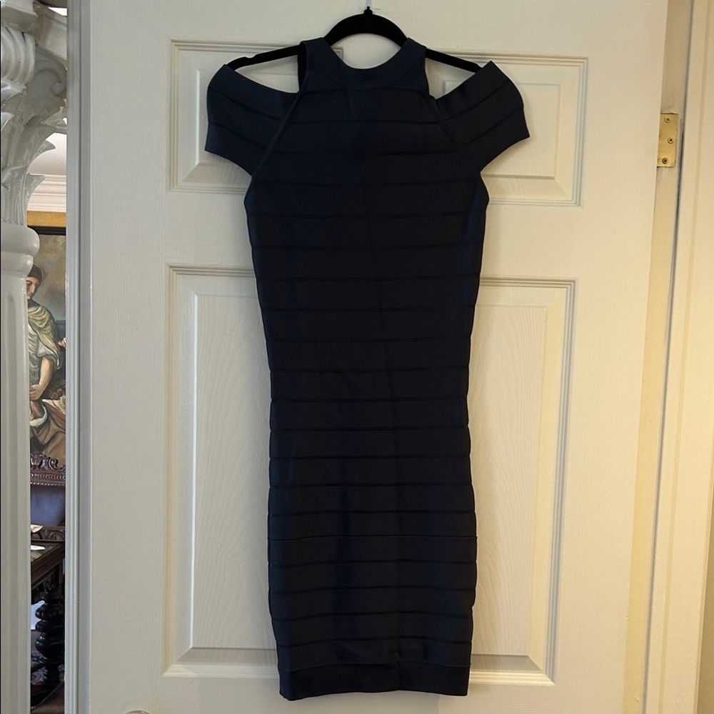 French Connection Grey One-Shoulder Bandage Dress